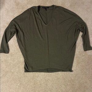 White House Black Market Olive Green V-Neck Top